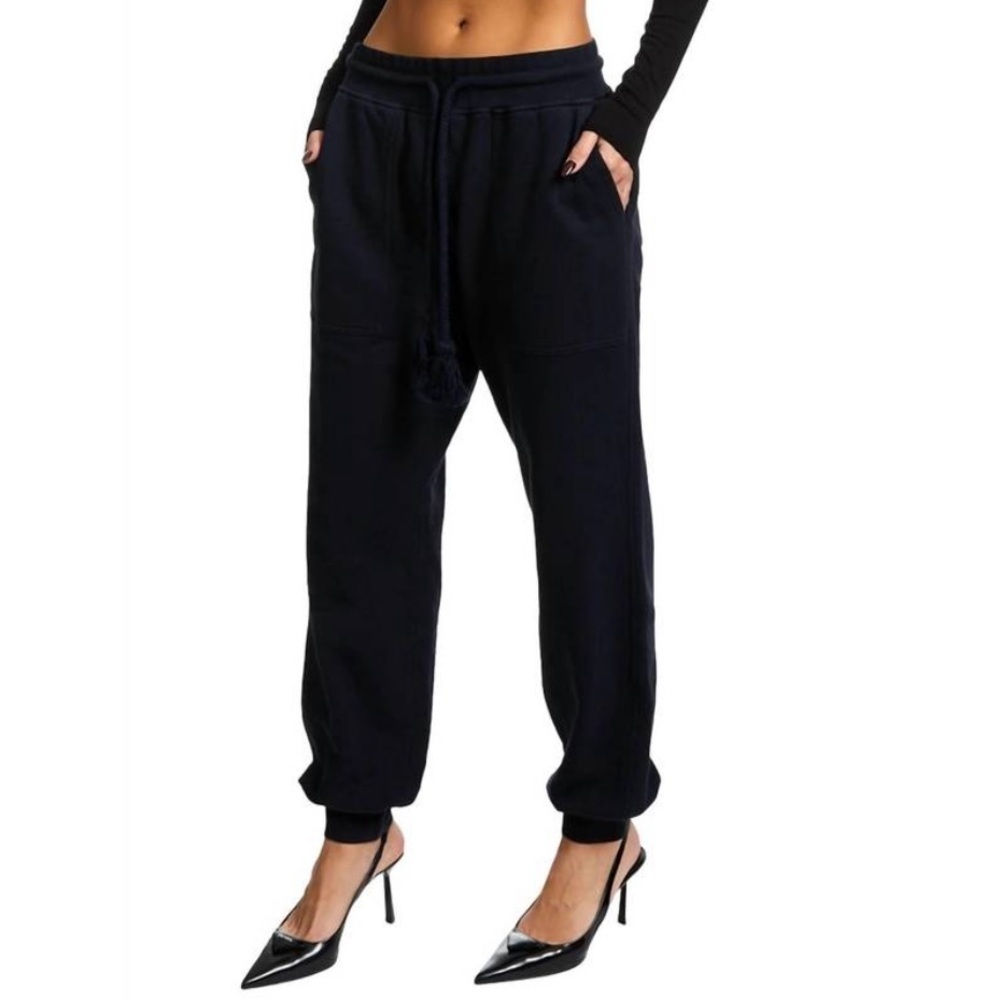 Ulla Johnson Flynn Tassel Jogger Trouser Pants in Midnight Blue. Size S